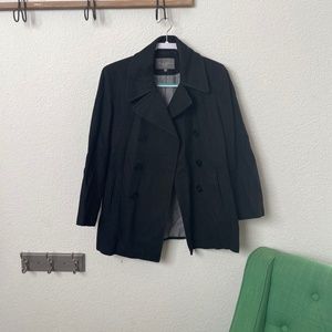 Black Pea Coat with Professionally Hemmed Sleeves